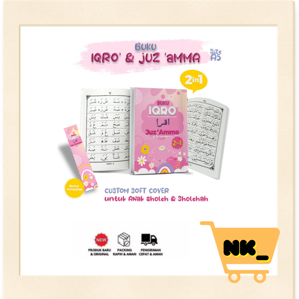 Nk - Buku Iqro Juz Amma Bandel Besar 2 In 1 Custom Cover + Nama Soft Cover Untuk Anak Sholeh & Shole