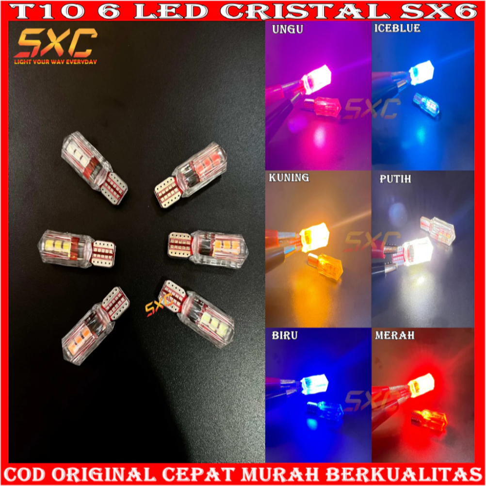 ORIGINAL LAMPU LED SEIN T10 6 LED KRISTAL 12 VOLT DC LAMPU SEIN MOTOR PREMIUM QUALITY T10 6 LED CRIS