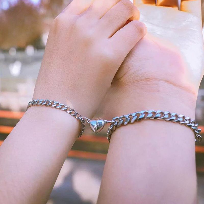 Gelang Couple Aesthetic Pasangan Magnet Bestie Lucu Gaya Korea Rantai Aksen Love Perhiasan GLG17