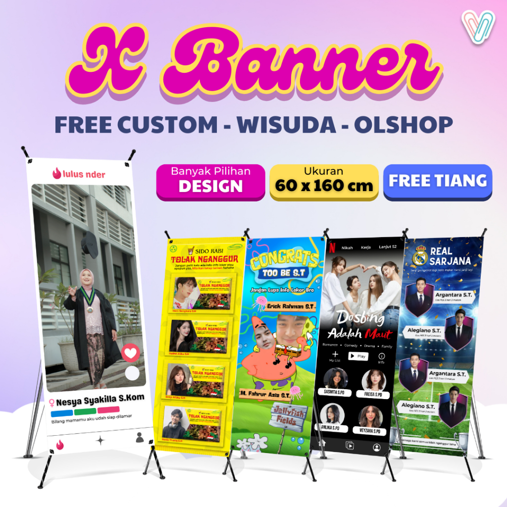 [❤️JELIFISH.STORE] Banner Wisuda Custom Standing XBanner Cetak Spanduk Sidang Skripsi Lulus Graduati