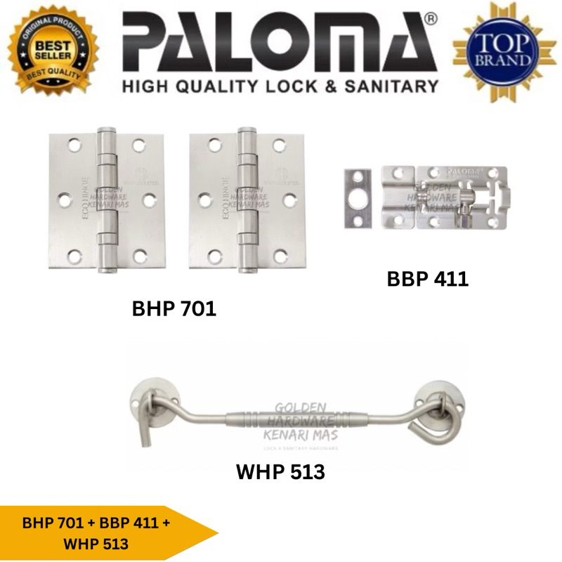 PALOMA BHP 701 WHP 513 BBP 411 Paket Engsel 3” Window Hook Penahan Jendela Grendel Slot Stainless