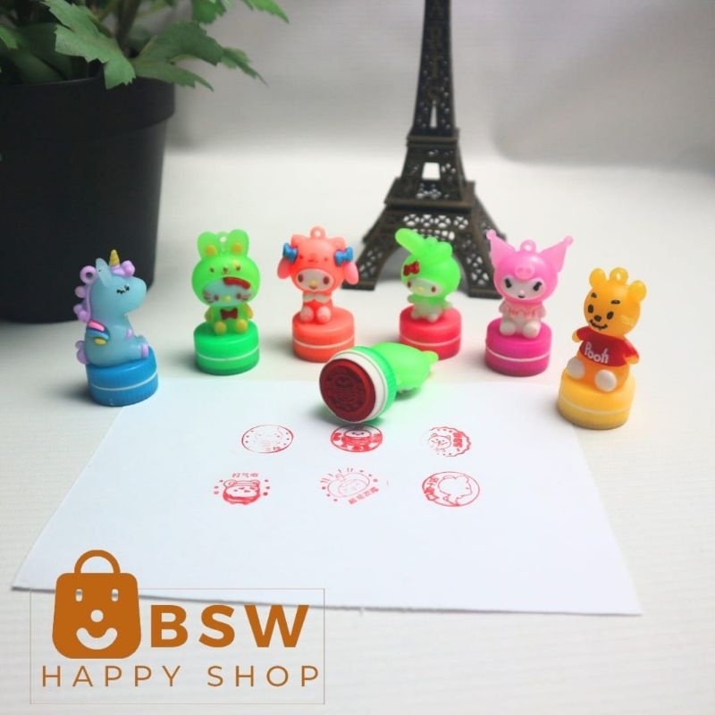 

BSW Happy Shop - Stempel karakter sanrio 3D mainan stempel karet mini lucu kuromi melody hellokitty winnie the pooh poni murah meriah cap stempel anak anak