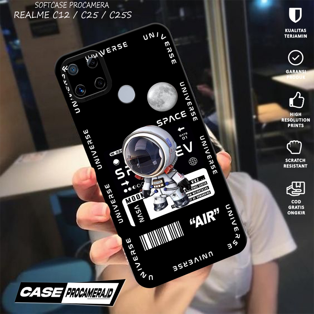 Case compatible for REALME C12 C25 C25S - Casing Procamera REALME Terbaru 2025 { Case ASTRONOT} Sili