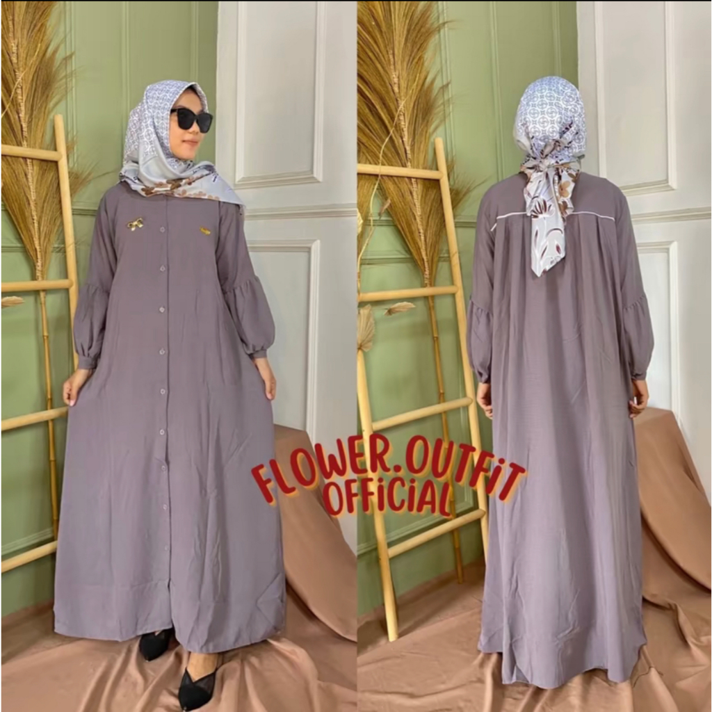 GAMIS ELINA GRATIS JILBAB MOTIF/RAYON CRINKLE/ADEM