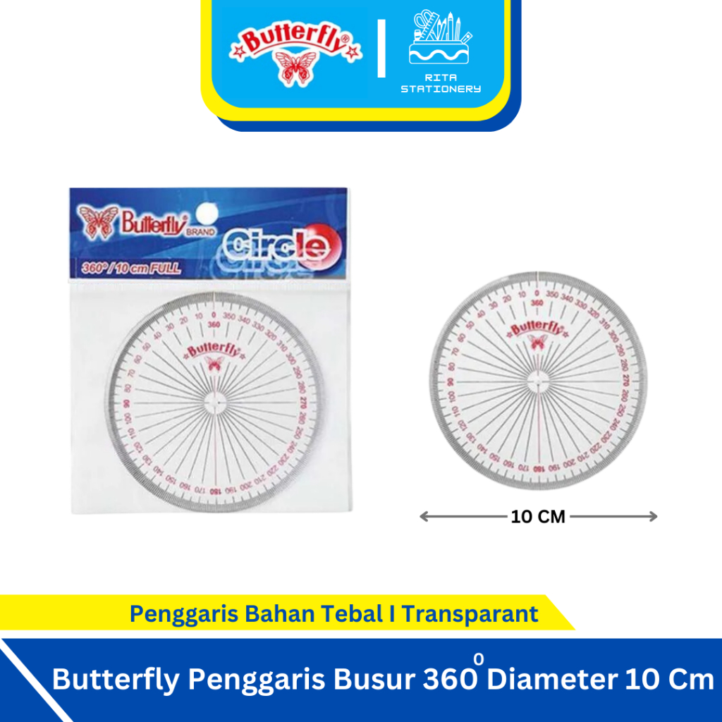 

Butterfly Penggaris Busur 360 Derajat Diameter 10 Cm - Satuan