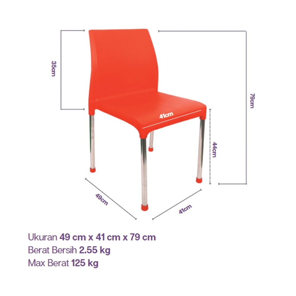 KR21 - Kursi Santai Plastik Canelo Chair Twin Pan / Kursi Taman / Kursi Cafe / Kursi Santai Modern /