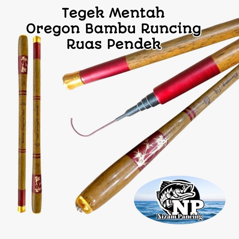 Joran Pancing Tegek Mentah Oregon Bambu Carbon Medium Kaku
