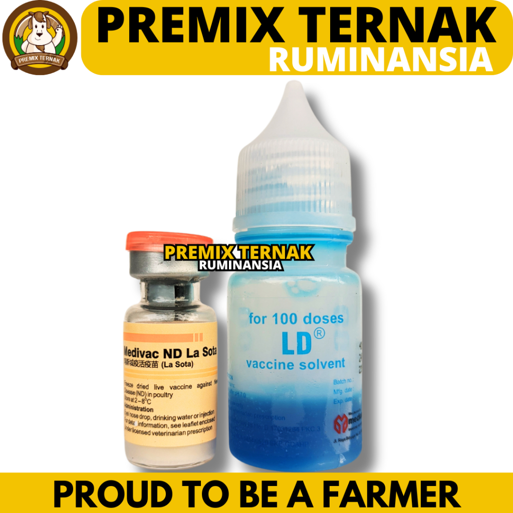 VAKSIN ND LASOTA DOSIS 100 EKOR + PELARUT MEDIVAC MEDION - Vaksin Ayam Tetes Mata Nd Lassota Tetelo