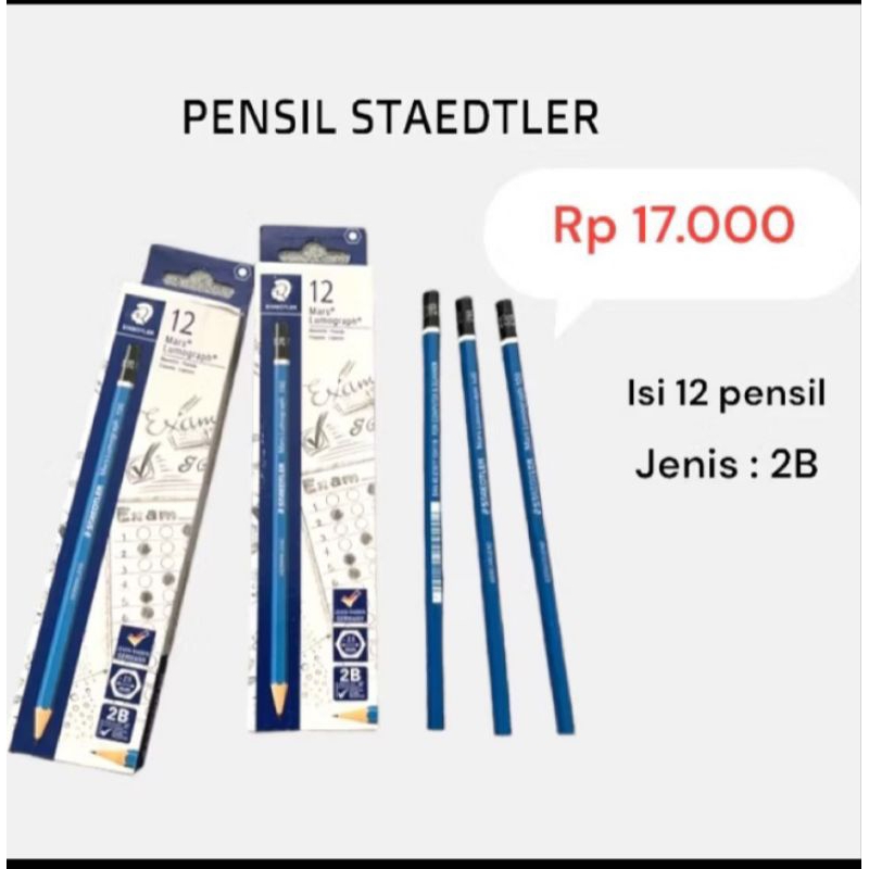 

(1pack 12pcs)Pensil 2B Staedtler/Staedtler Mars Lumograph Black Pencil 2B