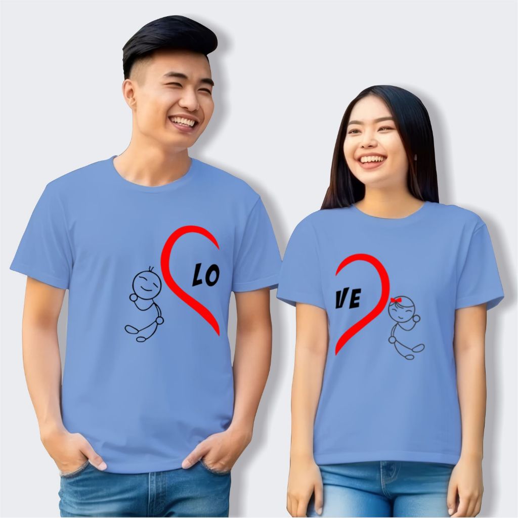 Kaos Couple Pasangan Anniversary Pacar Model Tangan Pendek Love
