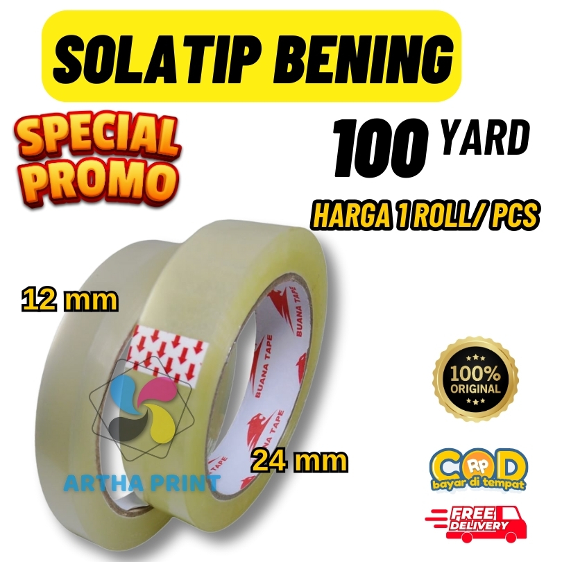 

TAPE LAKBAN BENING KECIL, SOLATIP 24mm / 1 inch, SOLATIP 12mm, SOLASI HARGA 1 Pcs