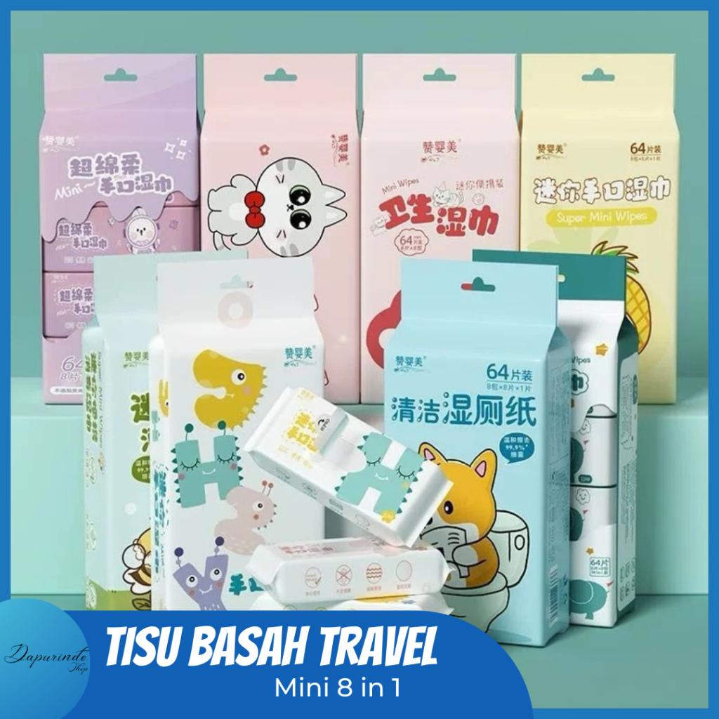 TISU BASAH TRAVEL 8in1 / Tisu Basah Mini isi 8 / Tisu Basah