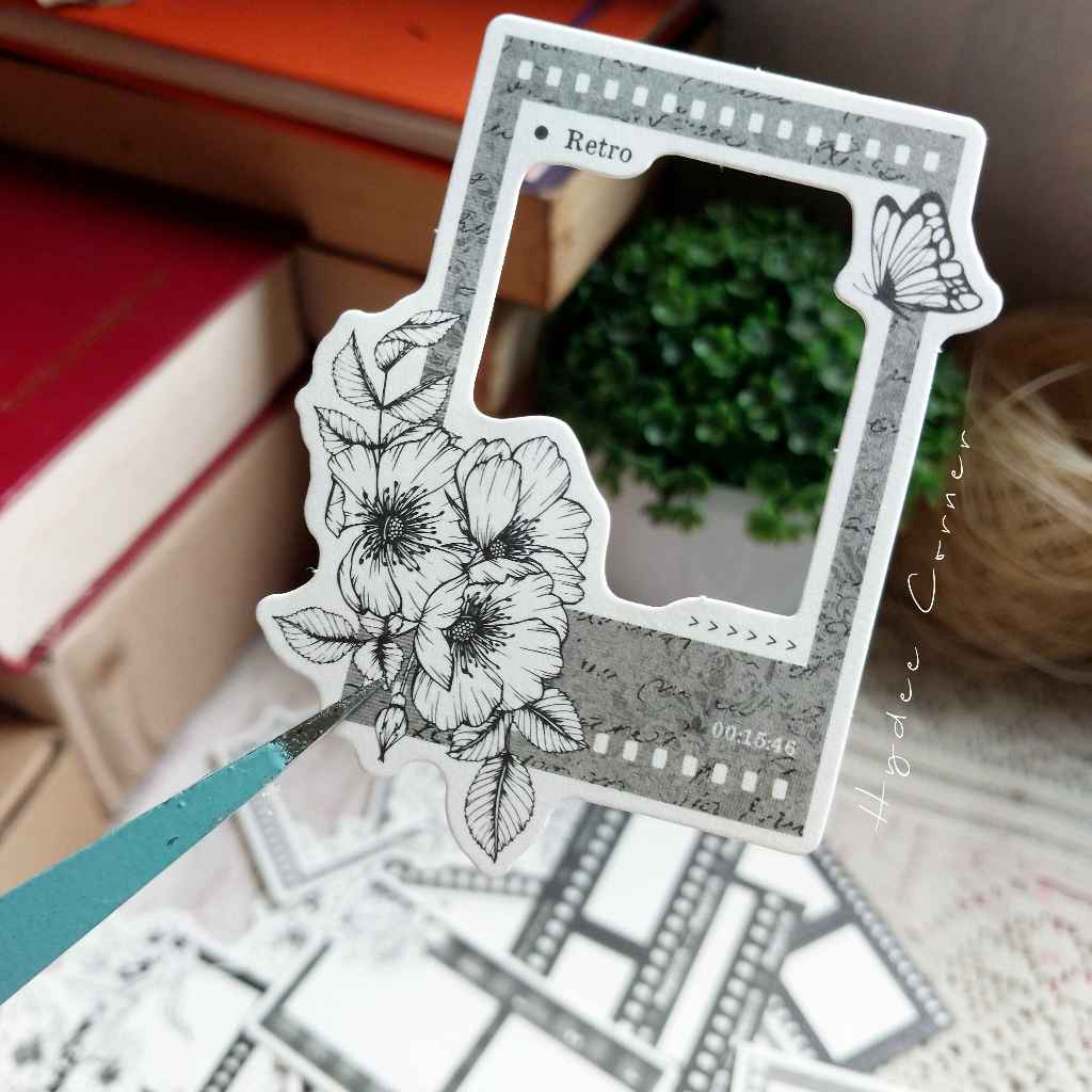 

Retro frame in late spring sticker for journaling scrapbooking bujo bullet journal