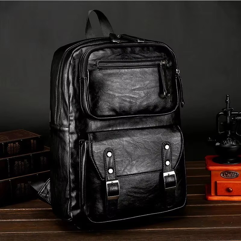 Tas Backpack Pria Kulit Asli - Tas Punggung Hitam Pria Kulit Asli