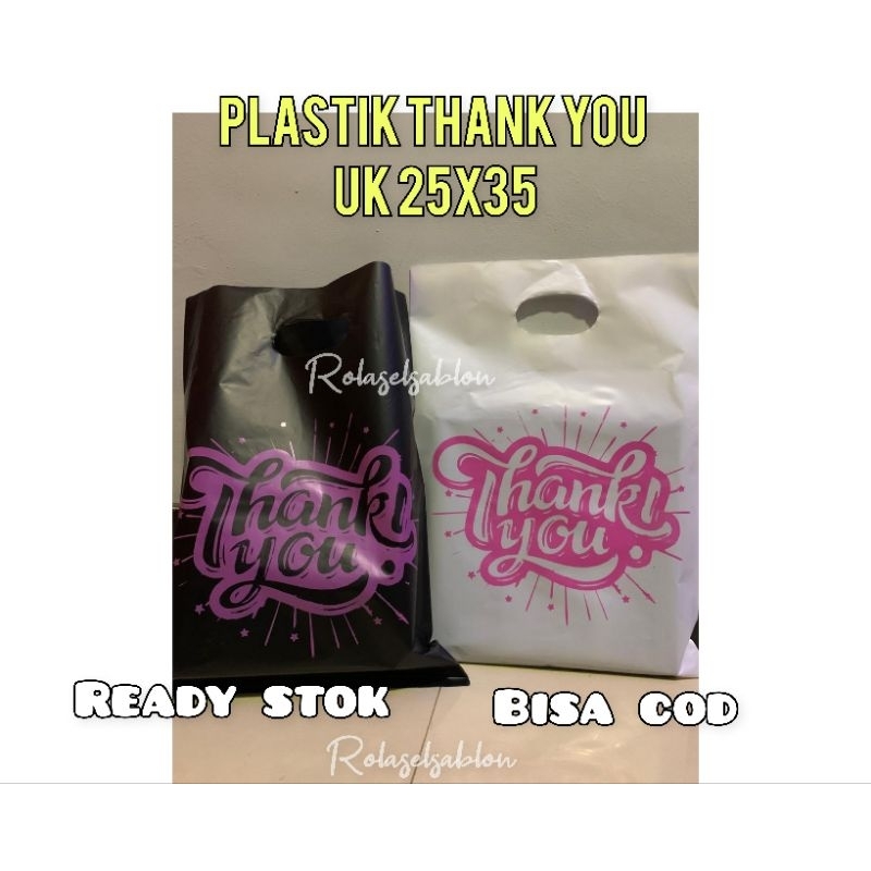 

(READY STOK ISI 50pcs) Plastik Thank you tinta pink uk 25x35