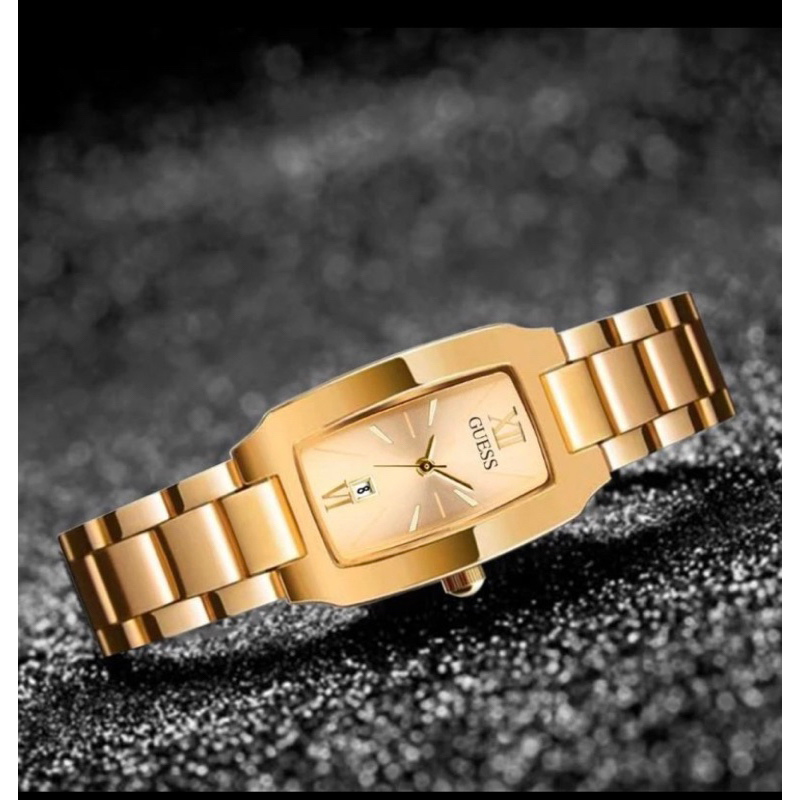 jam tangan wanita titanium set clover gold set gelang serut gold mata