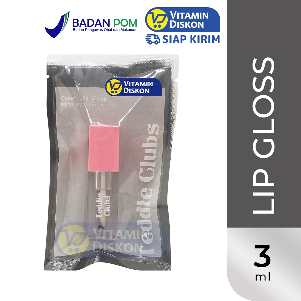 TEDDY CLUBS CLEAR LIP GLOSS WITH UV FILTER 3 ML | Lip Gloss dengan UV Filter