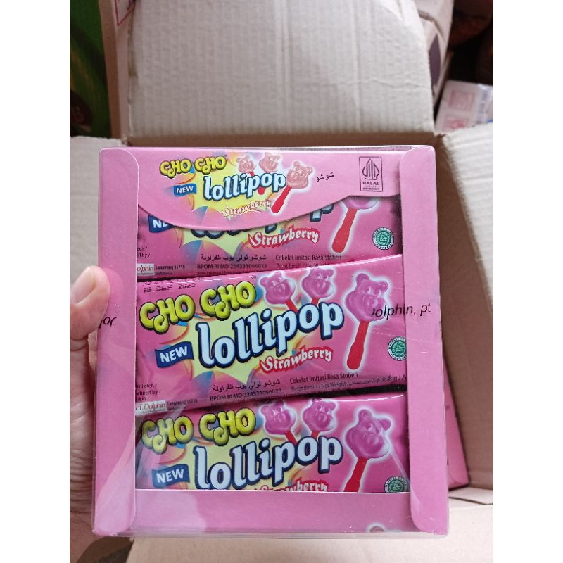 

ChoCho Lollipop rasa strawberry 1 box isi 24pcs