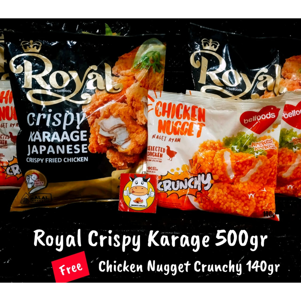 

PROMO ROYAL CRISPY KARAGE 500GR FREE CHICKEN NUGGET CRUNCHY 140GR-FROZEN FOOD-BRONTZ JOGJA