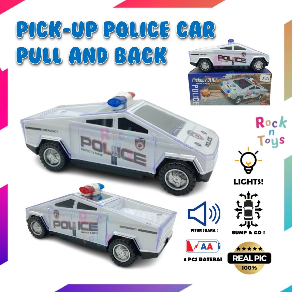 MAINAN ANAK MAINAN MOBIL MOBILAN POLISI BUMP & GO MAINAN MOBIL POLISI PICK-UP SUARA DAN LAMPU