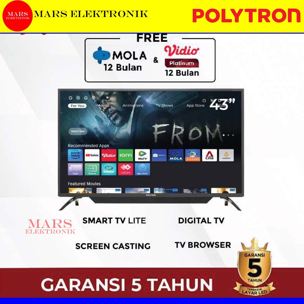 POLYTRON SMART TV 43CV8969C - 43 INCHI SMART TV SMART LITE DIGITAL TV 43CV8969C - READY