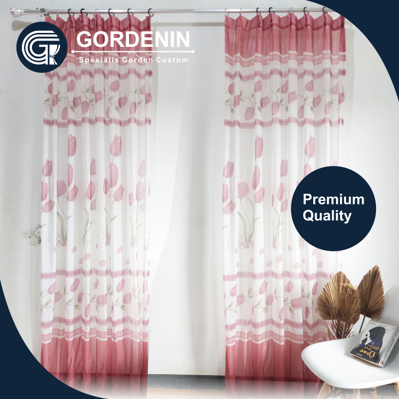 Vitrase Gorden Motif Bunga Tulip / Gorden Daleman Transparan Motif Napoleon
