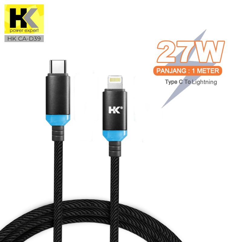 HK kabel Type C to Lightning/ type C to Type C 3A D39 Data Cable Light Series