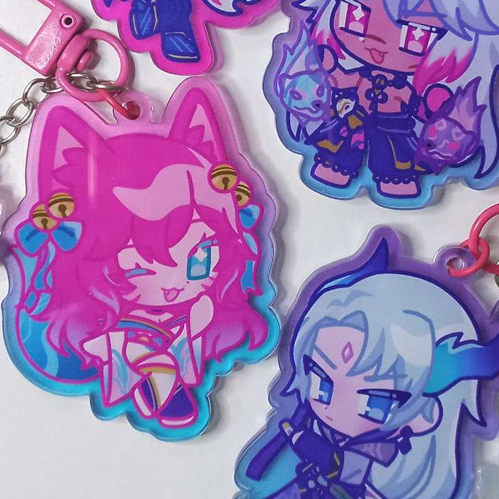 [ LEAGUE OF LEGENDS ] cherriimi - Spirit Blossom Gradient Keychains [ Aphelios , Sett , Ahri , Yone,