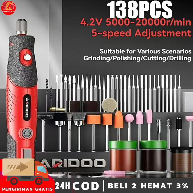 138pcs Bor Mini 12V DC 18000 RPM Mini Drill Electric Engraver Grinder Gerinda Electrik Listrik / Ala