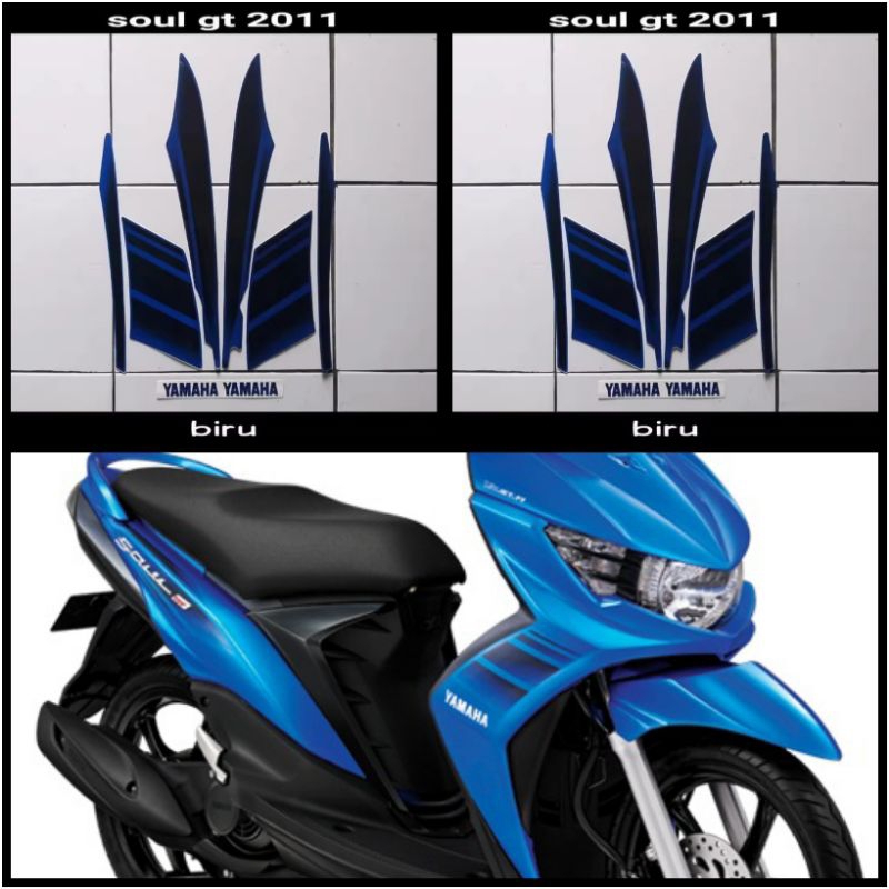 STIKER STRIPING LIS LES POLET PLAT PLISIR BODY MOTOR YAMAHA MIO SOUL GT 2011 2012 BIRU
