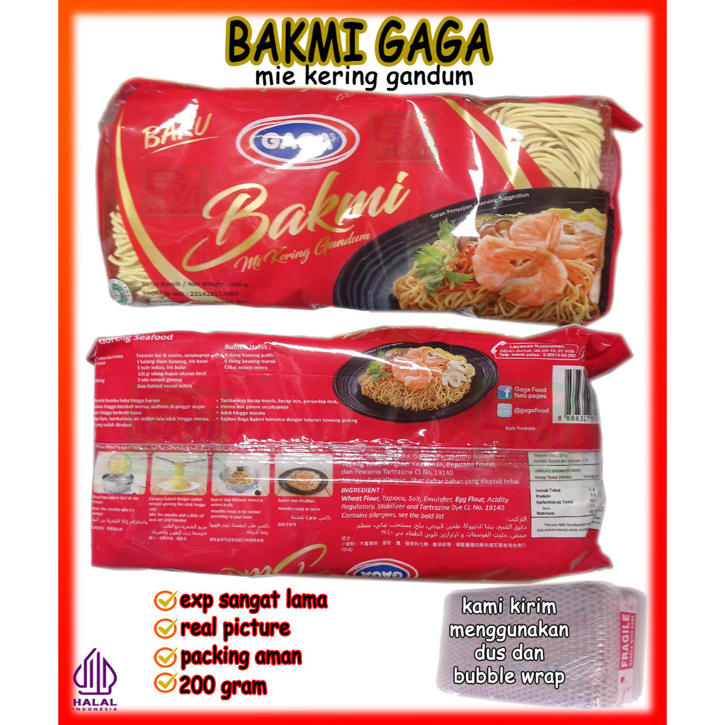 

MIe Mi Bakmi Bakmie Gaga Mie Kering Gandum Kemasan 200 Gram