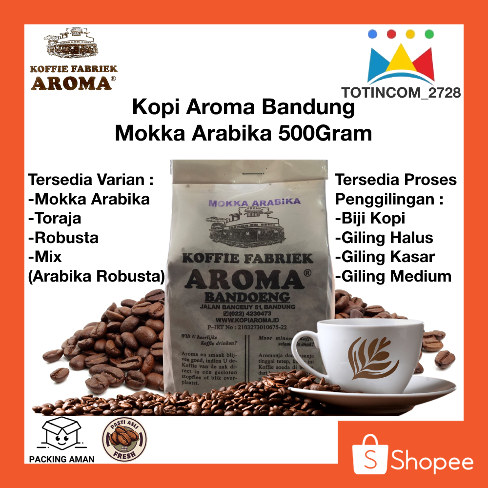 

Kopi Aroma Arabika 500 gram Tersedia Giling Halus Kasar Medium Biji Kopi dan Toraja Robusta Mix