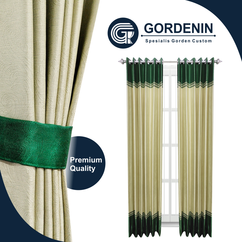 GORDEN BLACKOUT WARNA HIJAU MOTIF MEWAH ELEGAN COCOK UNTUK RUANG TAMU