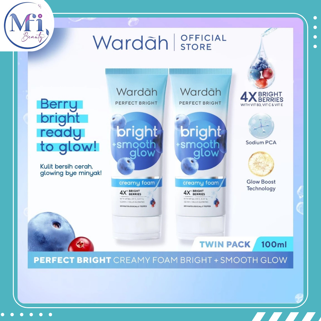 MFI - Paket 2 Pcs Wardah Perfect Bright Creamy Foam Bright + Smoot Glow 100 ml & 50 ml