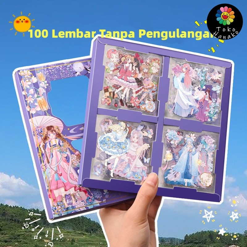

100 Lembar Tanpa Pengulangan Motif Stiker Dekorasi Anime Hanfu Untuk Dekorasi Jurnal / Stationery DIY