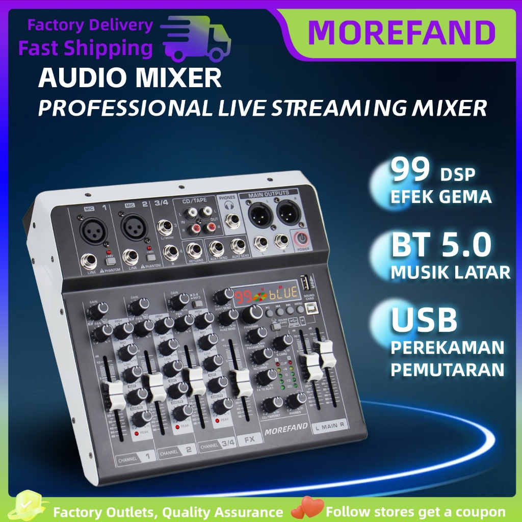 Live Mixer audio Professional Soundcard USB Bluetooth Mini mixer Audio Kartu Suara Karaoke