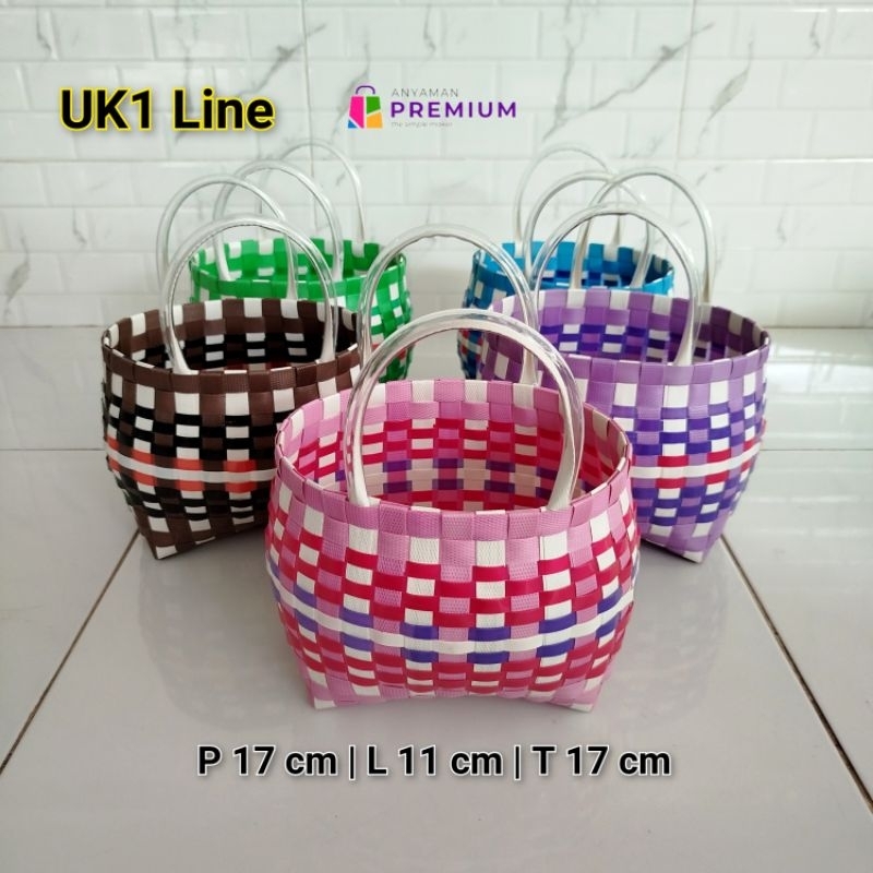 

(UK1 Line) 17x11x17 Tas souvenir/Tas asul-asul/Tas belanja/Tas wanita/Tas anyaman