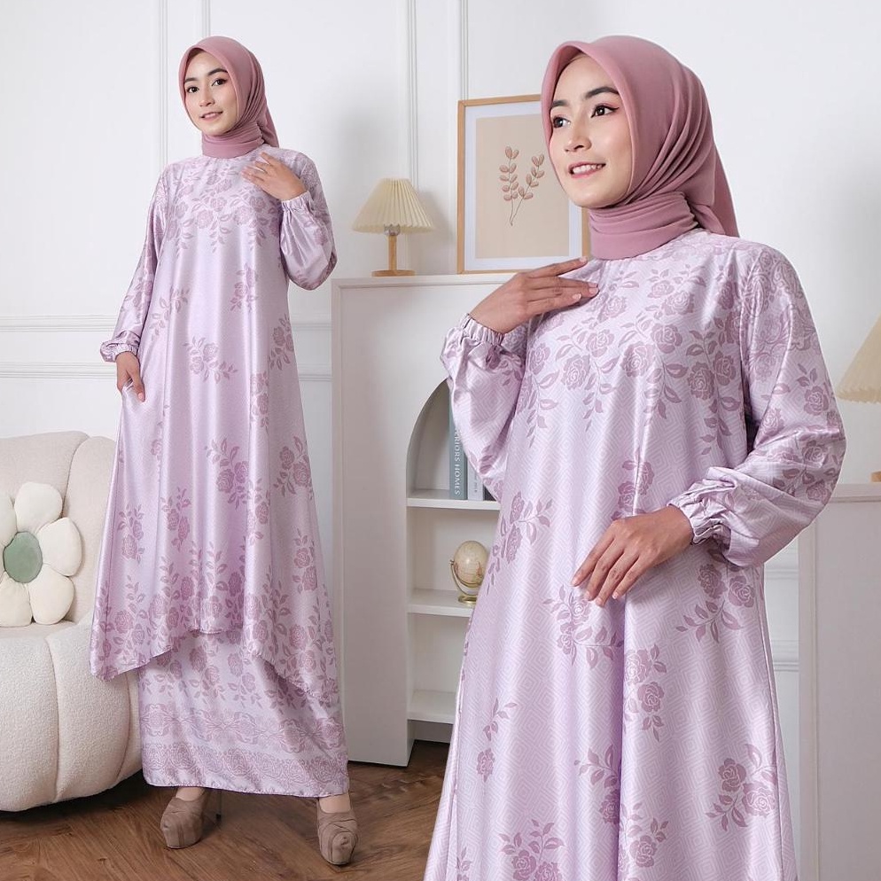 KODE D58H Set Kurung Melayu Malaysia Motif Bunga Mewah Premium EleganBaju Kurung Melayu Terbaru