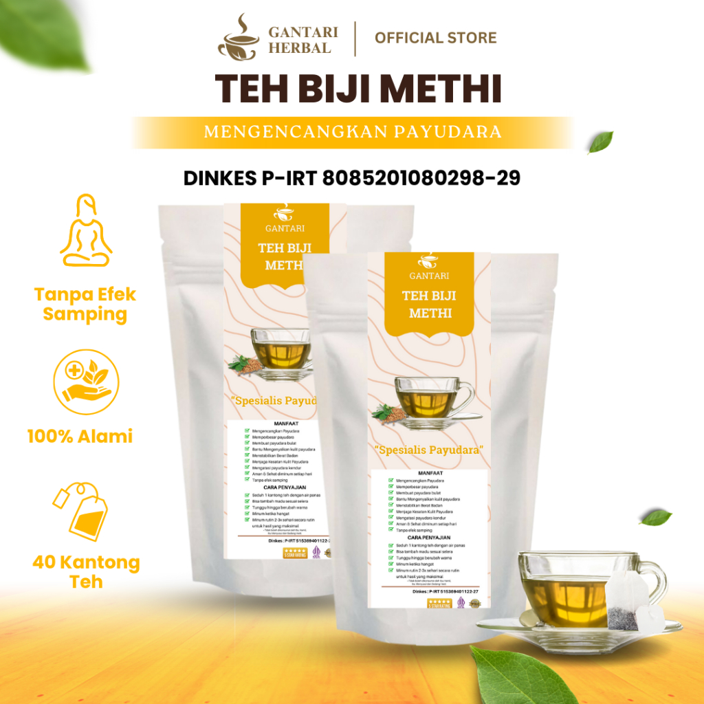 

Gantari Teh Biji Methi | Pembesar Pengencang Payudara Alami 250 gram / Paket 2 Pack