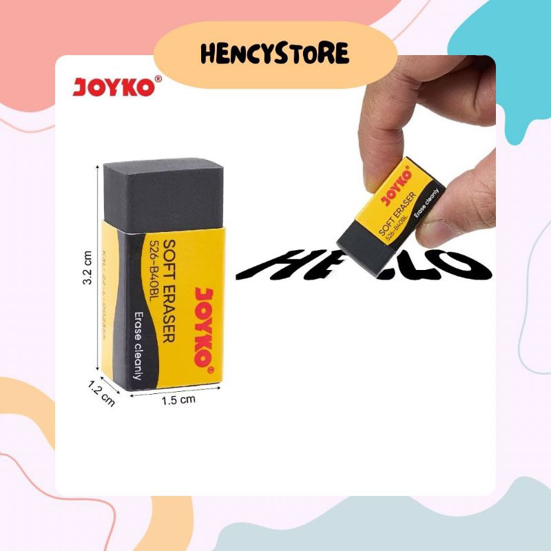 

(HencyStore) JOYKO ERASER PENGHAPUS JOYKO KECIL PUTIH HITAM ANAK 526 B40P B40BL B40