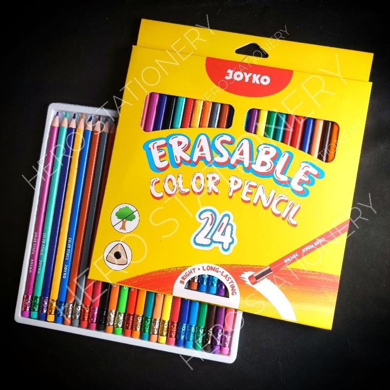 

Pensil warna erasable dengan penghapus grip triangular joyko 24 warna CP-0130
