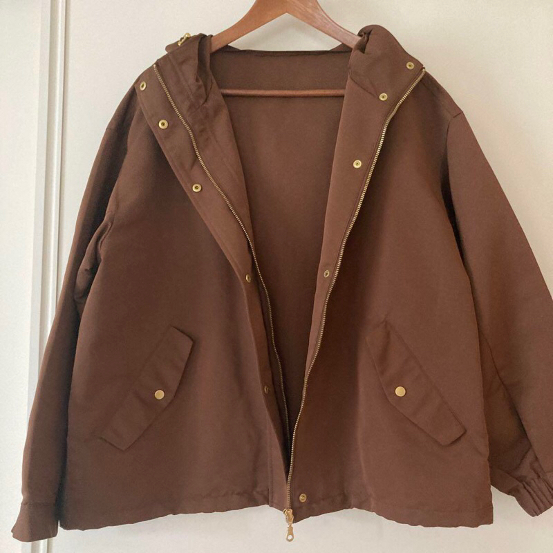 jacket canvas GU Uniqlo japan coklat XL