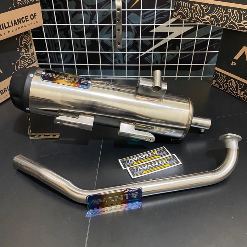 Knalpot Fullsystem 2 Suara Stainless Original AVANTE PREMIUM Non Cover Motor Vario Pcx Aerox Nmax Be