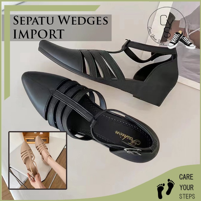 LANGSUNGKIRIM CYS Sepatu Sandal Wedges Karet Jelly Wanita Tali Import Korea Fashion Style Cewek Flat