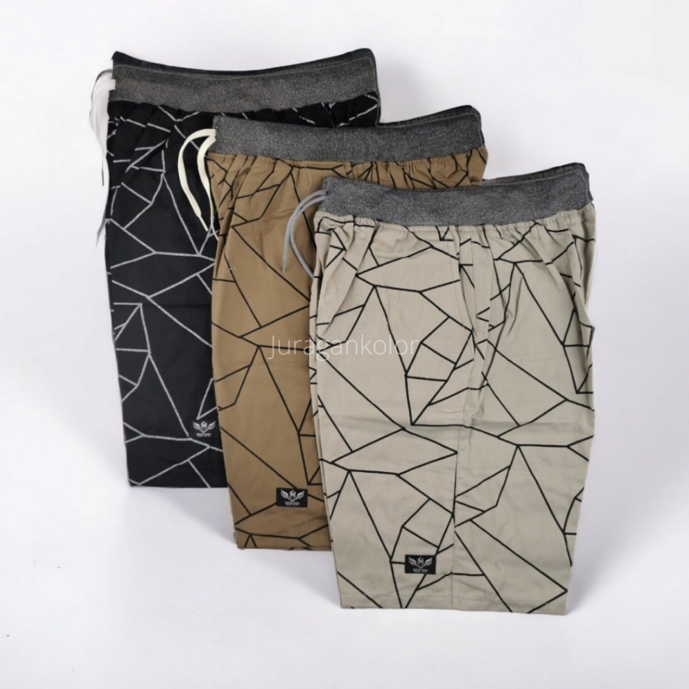 Harga Murah Celana Pendek Pria Dewasa Motif Abstrak Chino Kolor Cowok Short Pants Rib Kekinian