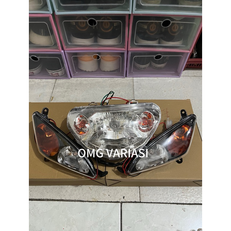 MURAH PAKET REFLEKTOR DEPAN PLUS SEN KIRI KANAN LAMPU UTAMA MOTOR MIO SPORTY LAMA LAMPU DEPAN MIO SP