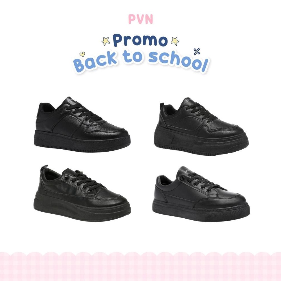 Tidak Diragukan PVN Heejin Sepatu Sekolah Hitam Sneakers Wanita Sport Shoes Black 332
