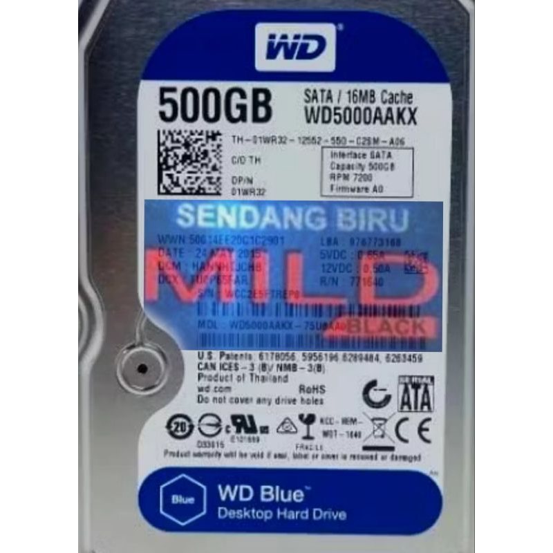 WD blue HardDisk Eksternal 500 GB $3ndang6iru m1£d B£@ck