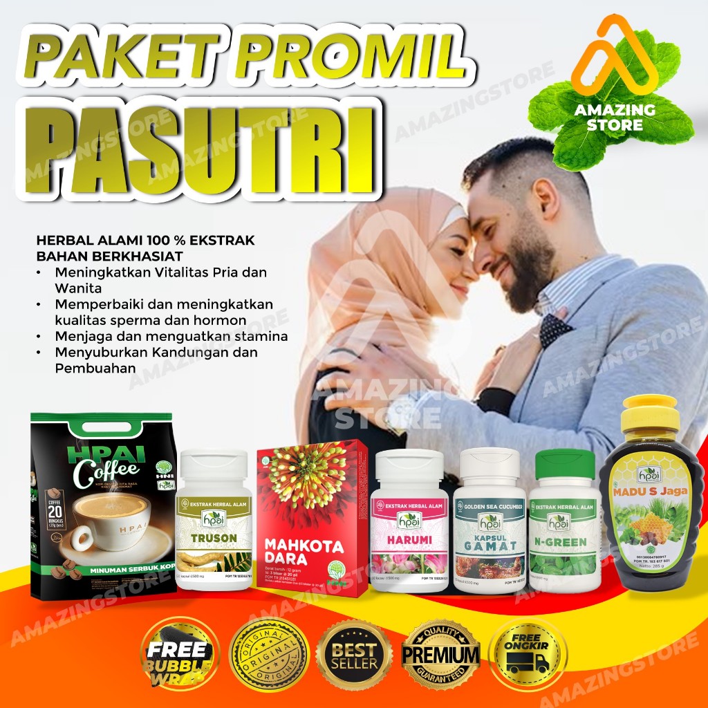 Herbal Paket Promil HNI HPAI, Obat kesuburan Pria dan Wanita Solusi Cepat Hamil 100% Alami
