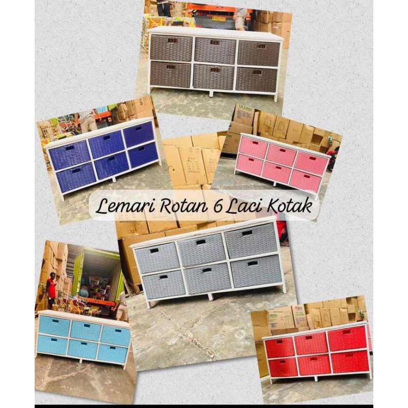 LEMARI ROTAN SINTETIS 6 SUSUN/ LEMARI TV/ LEMARI PAKAIAN